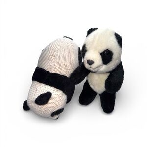 Vintage WWF 1989 Black and White Panda Plush Toy Set